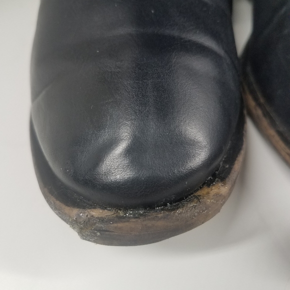 Two Lips Black Knee High Heeled Boots - Picture 6 of 13